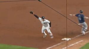 Gleyber throws the ball away