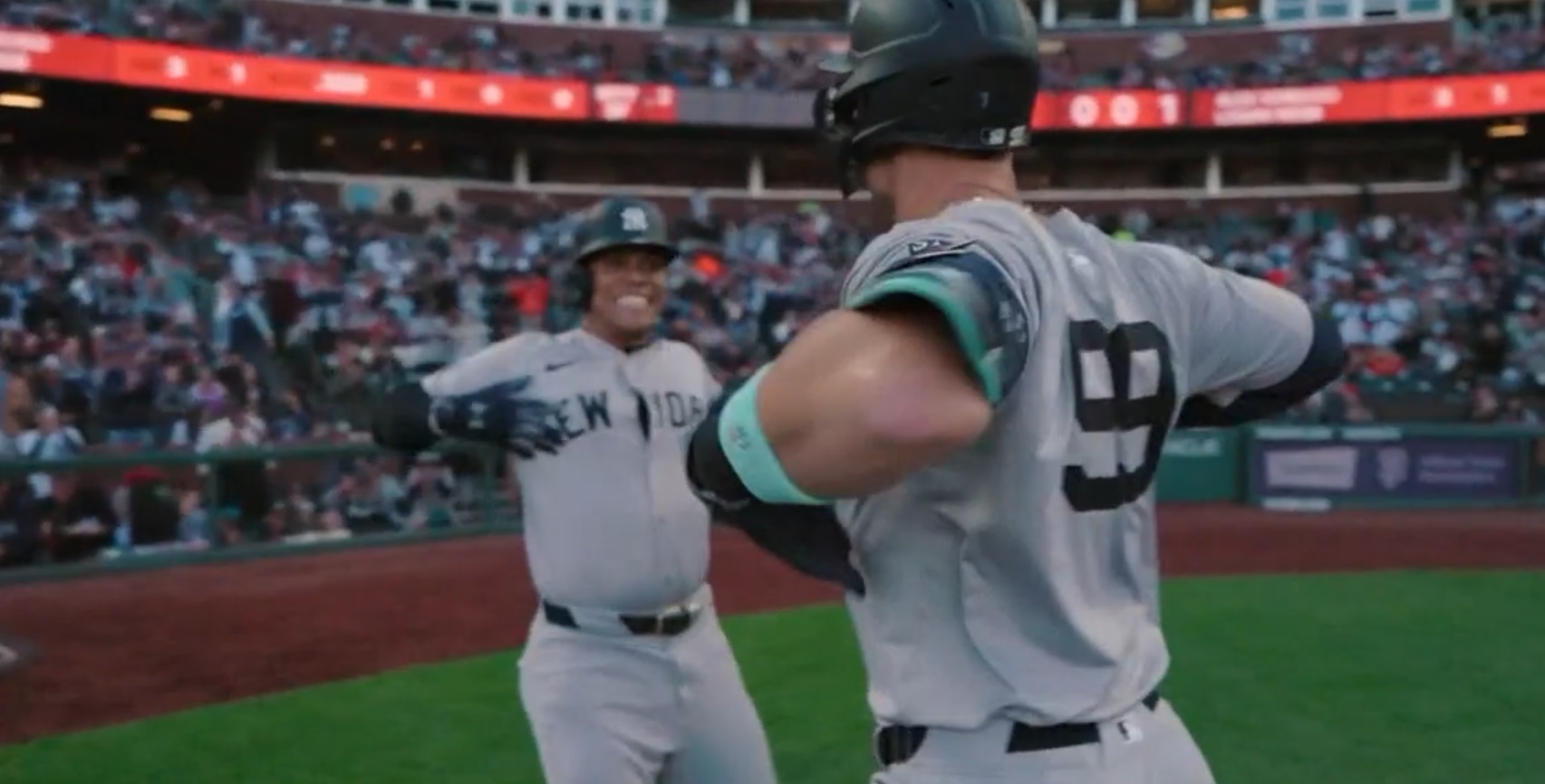 Judge and Soto celebrate