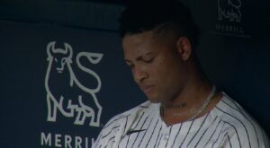 Luis Gil is sad in the dugout