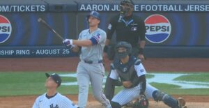 Weaver watches the home run go into the seats