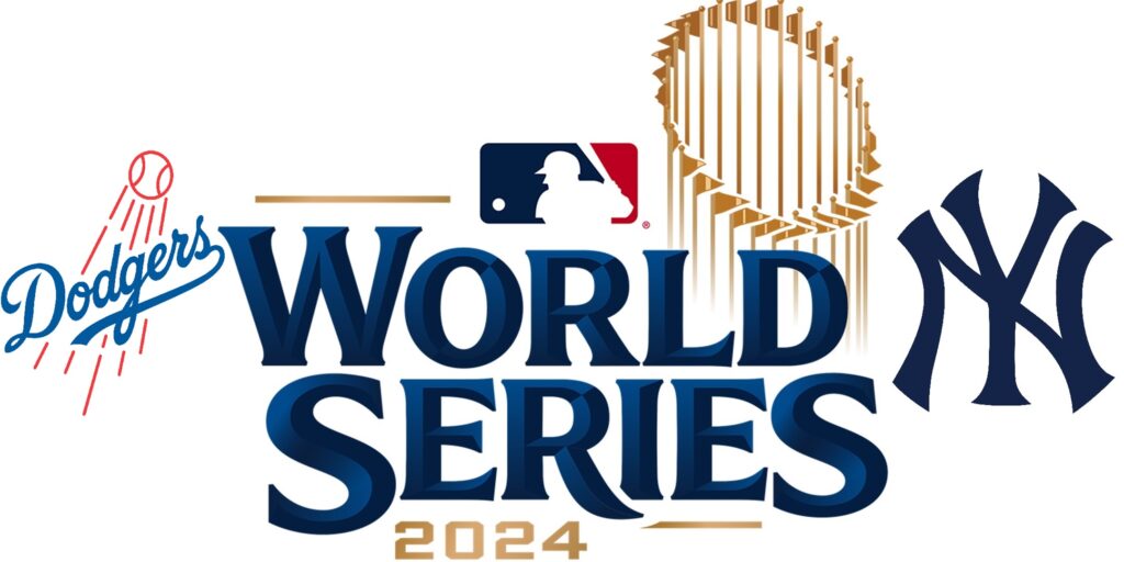 Dodgers and Yankees logos in the World Series