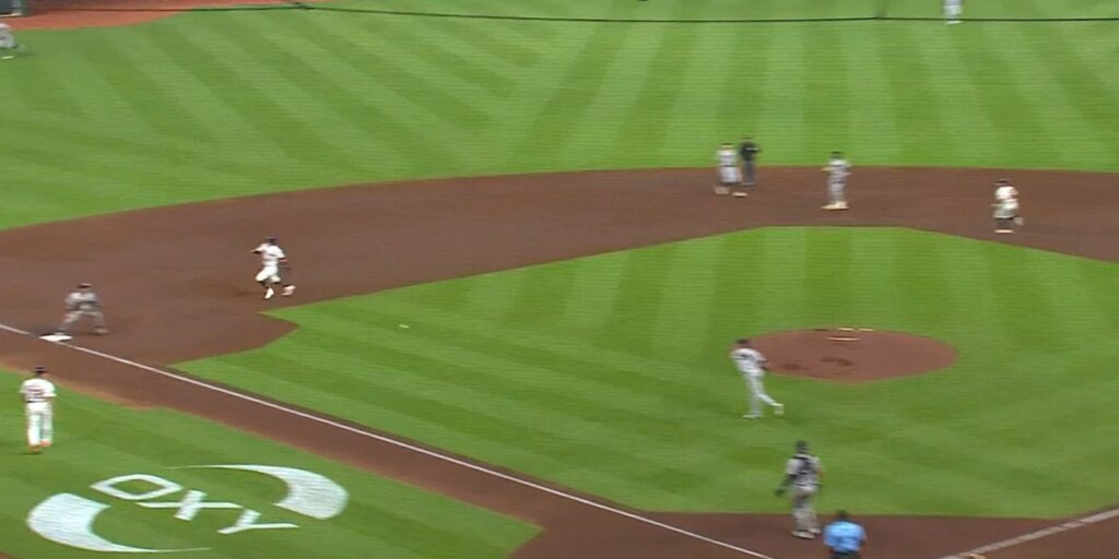 Max Fried nails the runner at third