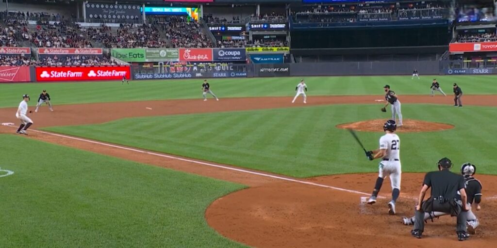 Stanton hits a bases clearing double