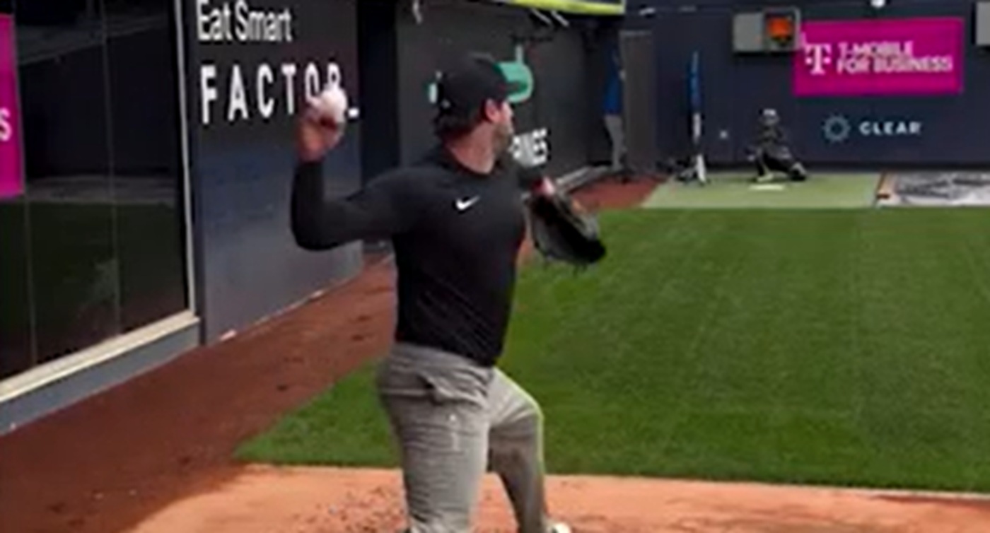 Cole throws a bullpen session