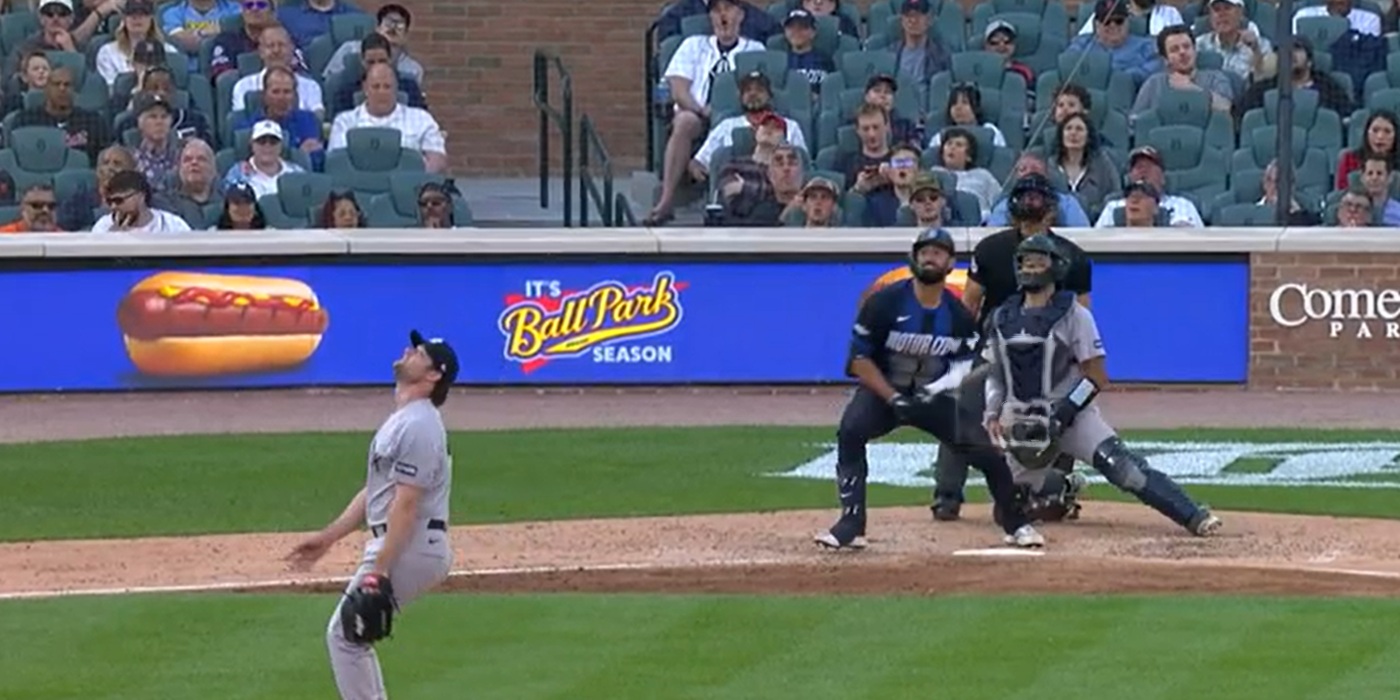 Cole gives up a home run to Riley Greene