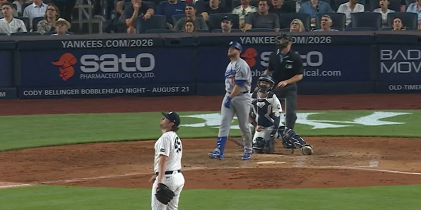 Cole gives up a home run to max Muncy