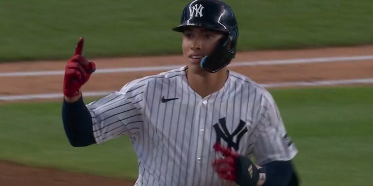 George Lombard hits his first Major League home run