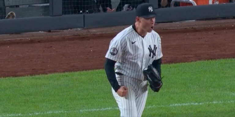 Warren celebrates a double play